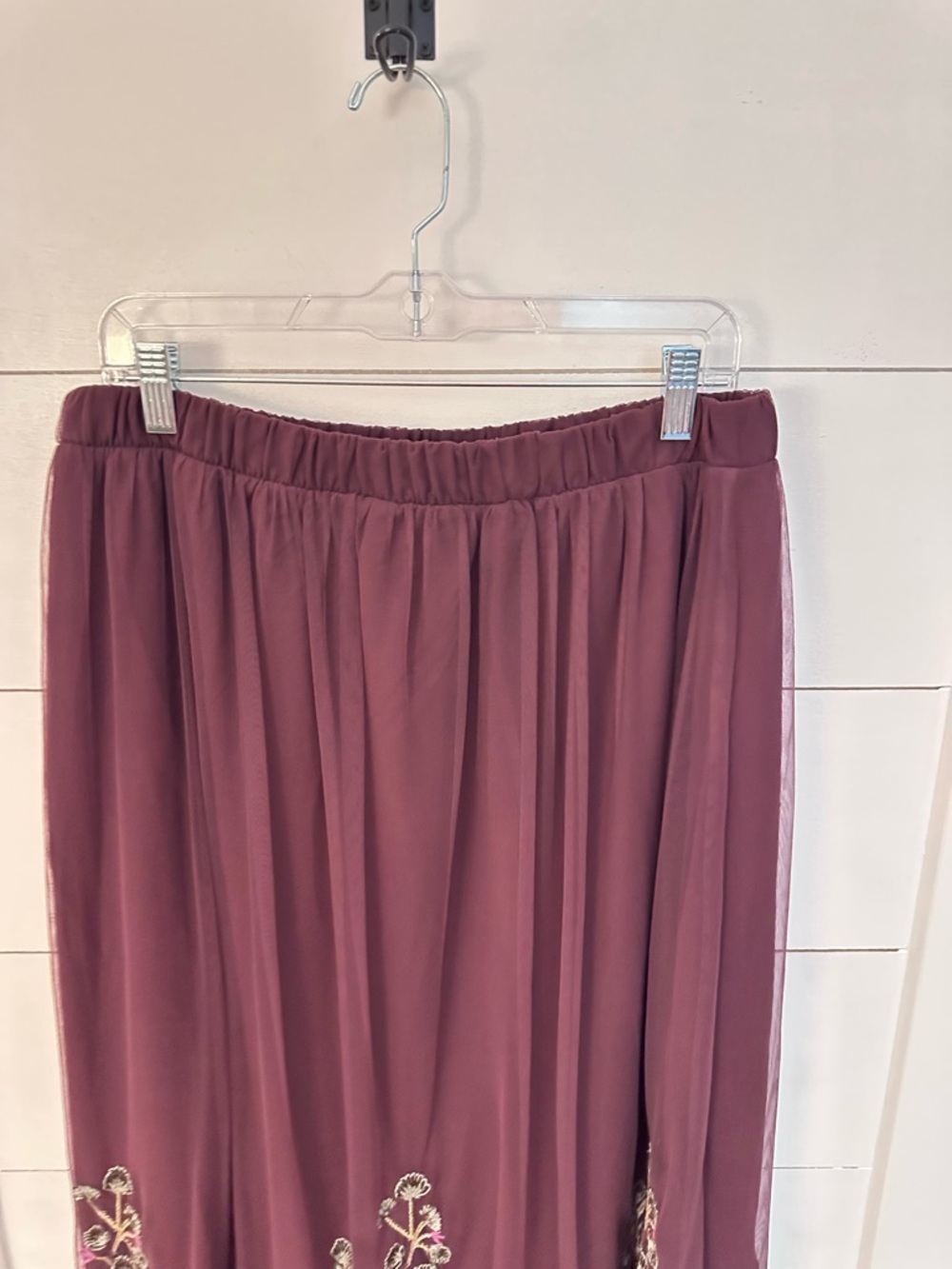 Coldwater Creek PM Embroidered floral maroon midi maxi skirt boho chic old money - Picture 5 of 14